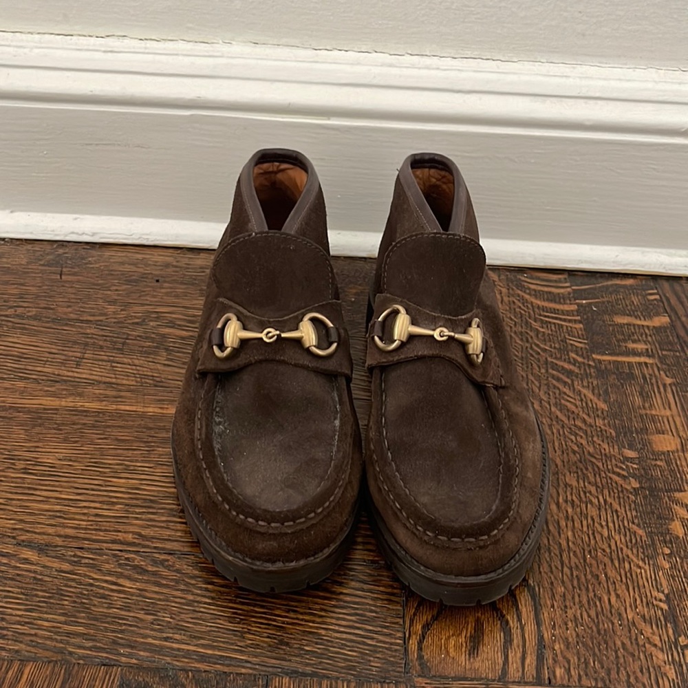 Brown Suede Gucci Loafers